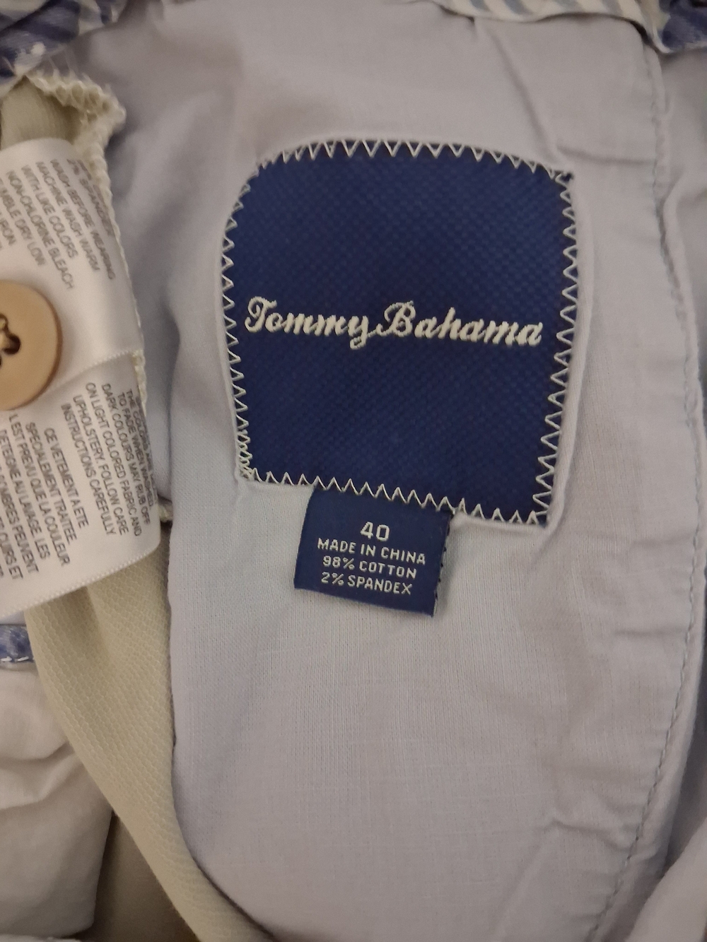 Bundle Two Pair Tommy Bahama Men's Blue And Khaki Flat-Front Cotton Shorts - Picture 4 of 12